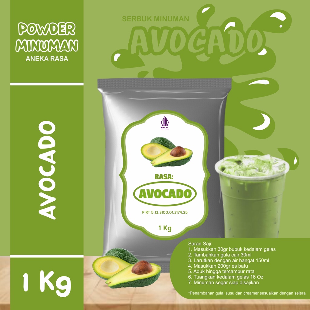 

Bubuk Serbuk Minuman 1kg Rasa Alpukat Bubuk Minuman Kekinian Standar Instan Drink Avocado Flavor Powder Boba Drink C27