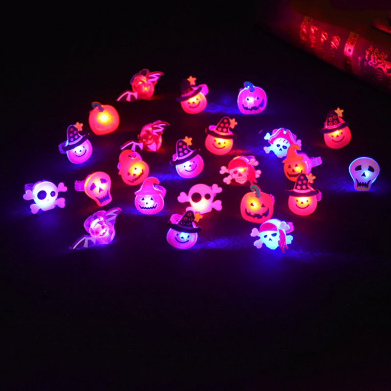 Siy 50pcs / Set Cincin Knuckles Dengan Lampu LED Luminous Untuk Halloween