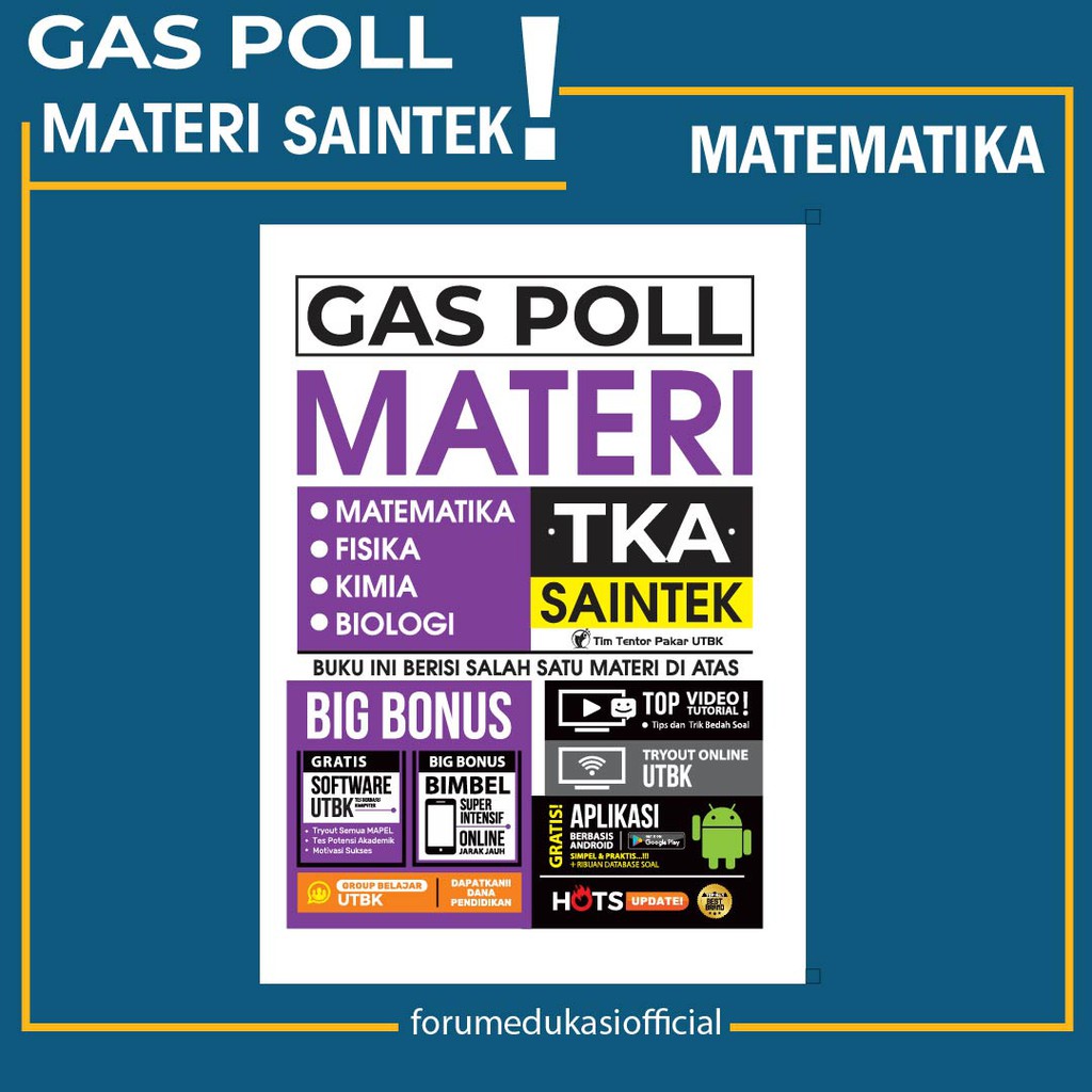GAS POL Materi Terlengkap SBMPTN TKA SAINTEK PerMapel Matematika, Fisika, Kimia, dan Biologi-MATERI MATEMATIKA