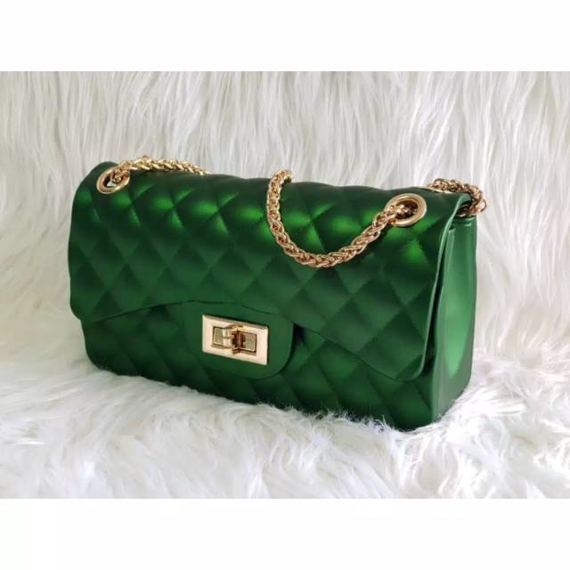 Tas jelly ukuran besar 22cm wrna hijau saja