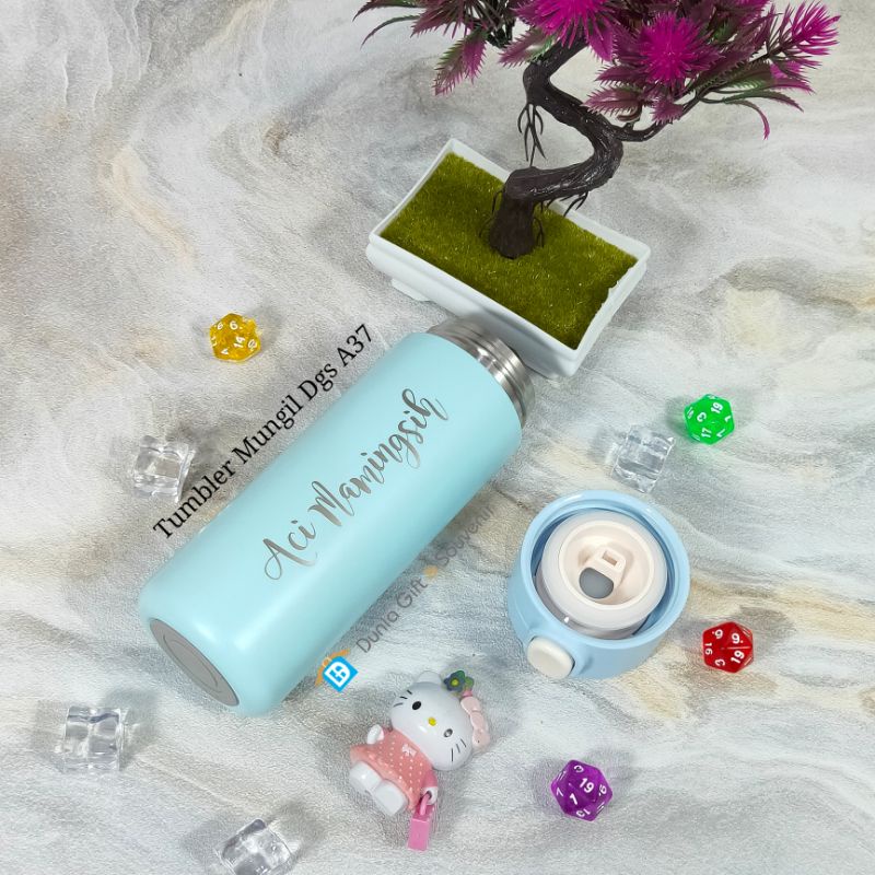 CUSTOM NAMA Vacuum Tumbler Mini 400ml | Termos Air Panas Mungil | Tatakan Karet anti slip | Dgs A37