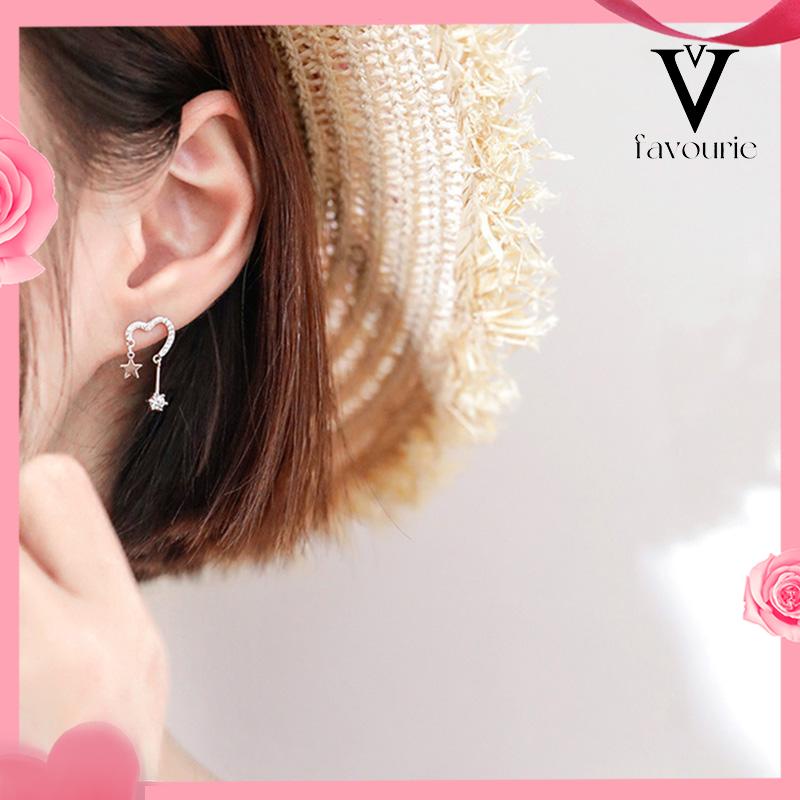 [COD]925 Silver Stud Earrings Indah Cinta Fringe Girl Stars Anting Desain Kecil Berkualitas Tinggi-FA