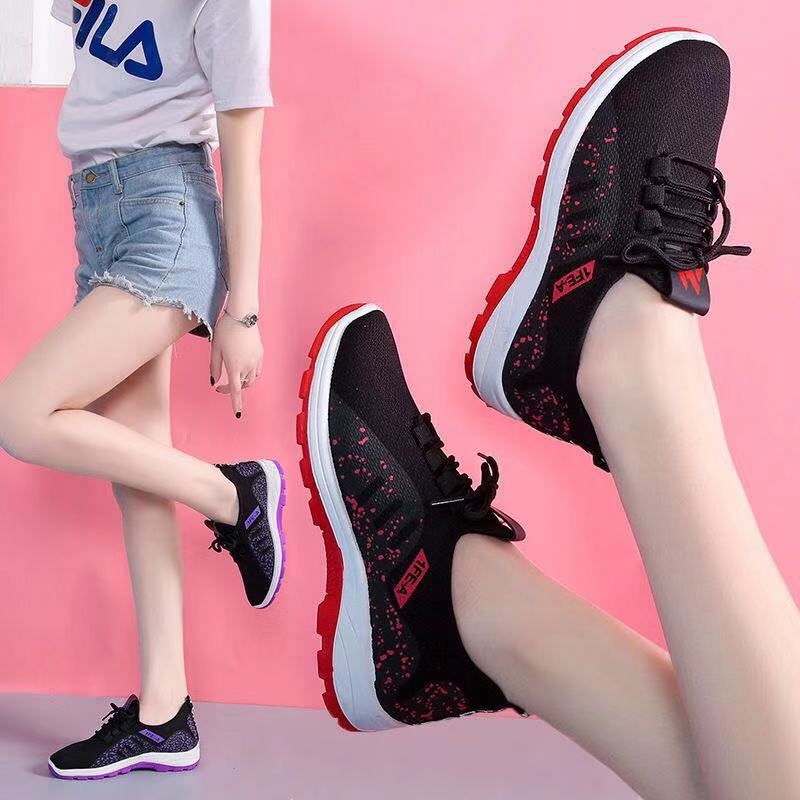 SHOEGALLERY LV0137 Sepatu Sneakers Wanita Sport Bahan Kanvas Bercorak 1FEA Import