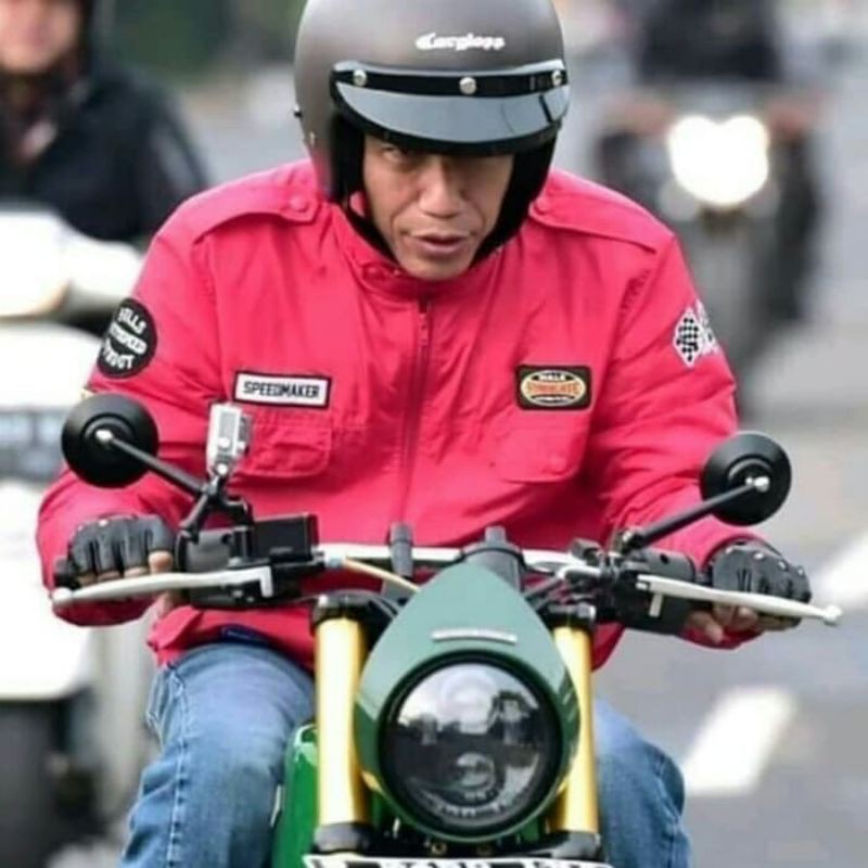 Spion bulat jokowi w175 Xsr Universal caferacer hitam sepasang kiri + kanan