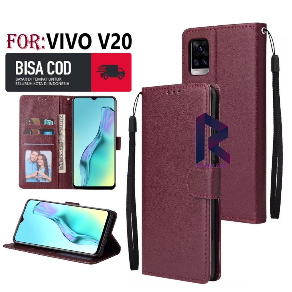 FLIP COVER VIVO V20 CASING DOMPET FLIP WALLET LEATHER KULIT PREMIUM SARUNG BUKA TUTUP FLIP CASE VIVO V20