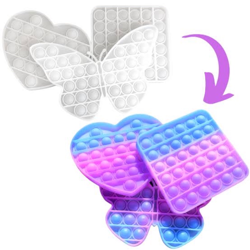 Pop It Unicorn Love Among Us Kotak Square UV Light Color Changing Gradasi (berubah warna jika terkena cahaya matahari)-1