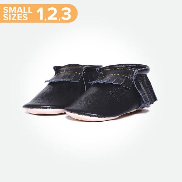 Diskon Baby Moccasins Featherlight Small - Full Black (Sepatu Bayi Pyopp) - Size 3 Murah