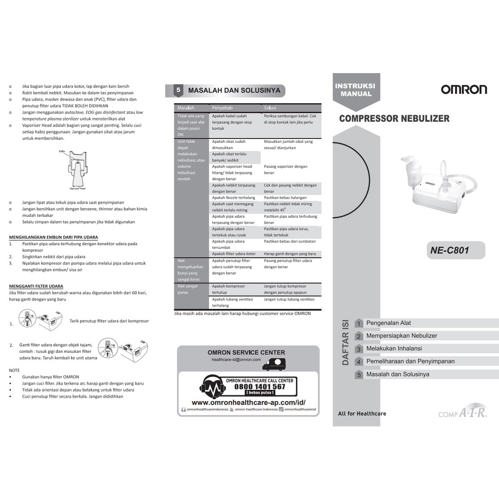 Omron NE-C801 Compressor Nebulizer Alat Terapi Uap Pernafasan NE C801