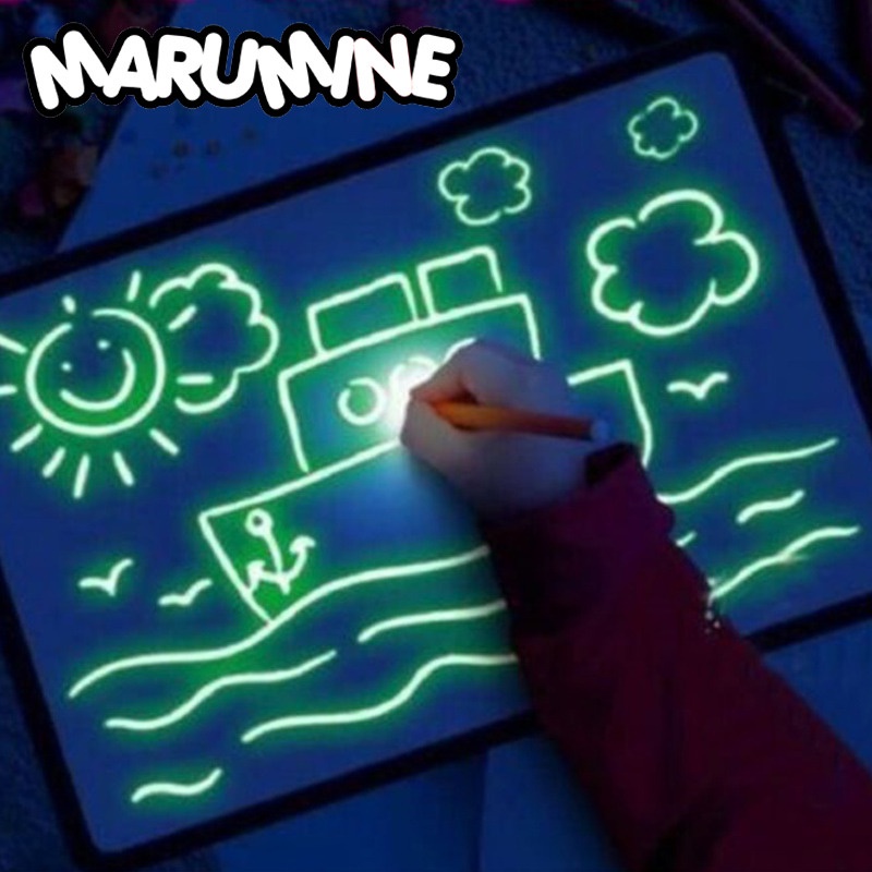 Mainan Edukasi Papan Menggambar Ajaib Magic Luminous Drawing Board A4 -- MARUMINE