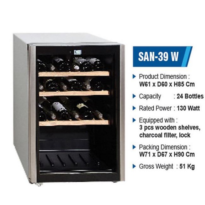 Promo wine cellar sansio SAN-39W 1 pintu 130 watt