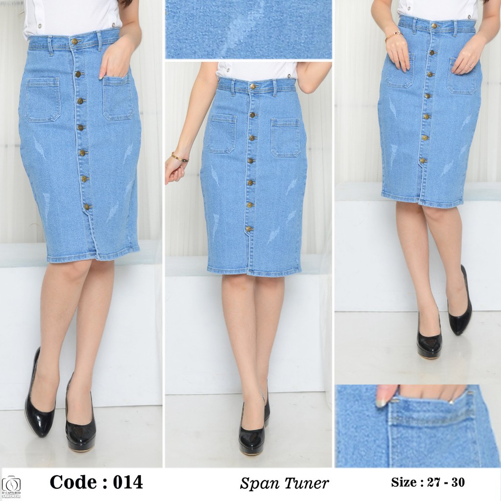 ( Bisa COD ) MC girl Rok Span Jeans Kancing Depan / Rok Pendek Jeans Tuner Full Kancing