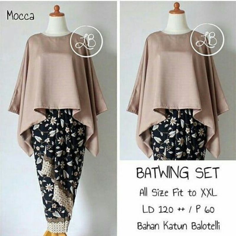 IndahKebaya | SETELAN KEBAYA JUMBO / KEBAYA KALONG BATWING / KUTUBARU ALL SIZE LD 130 / MODERN AKAD