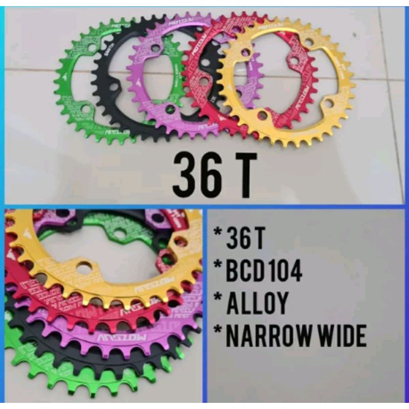 Chainring narrow wide 36T BCD 104 mm Alloy CNC Chain ring motsuv 36 T bcd 104mm mtb sepeda gunung