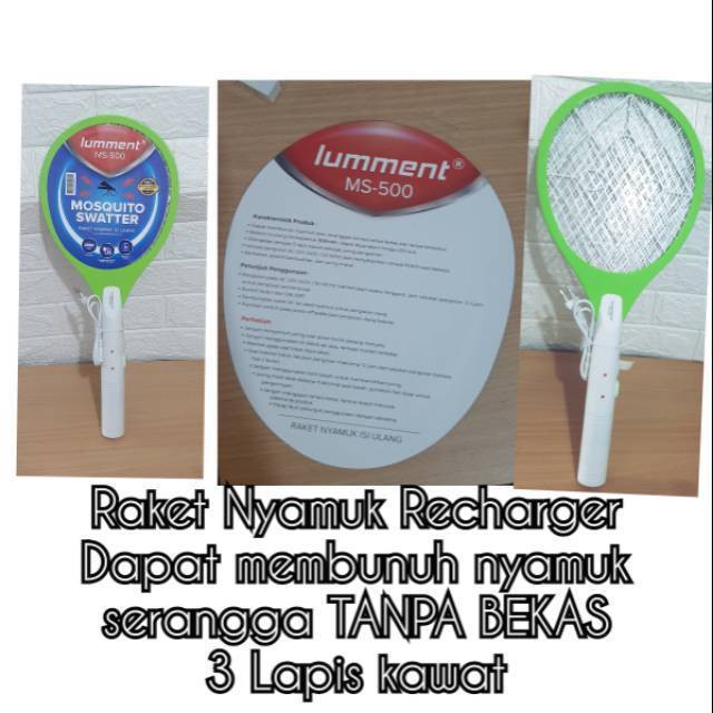 Raket nyamuk Lumment MS-500 Rechargeable with Cable plug raket nyamuk cas murah anti nyamuk mosquito