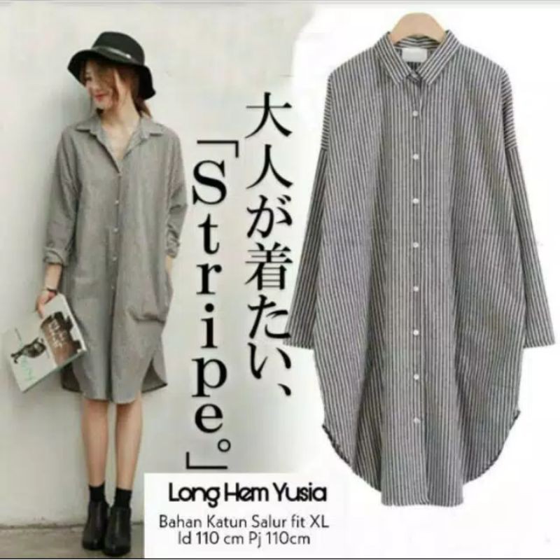 LONG HEM YUSIA KATUN SALUR/KEMEJA PANJANG WANITA TERBARU
