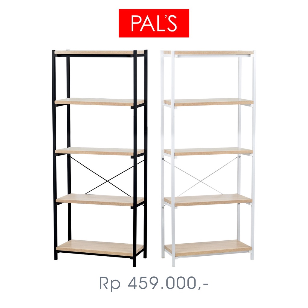 RAK 5 SUSUN RETRO MINIMALIS BESI KAYU