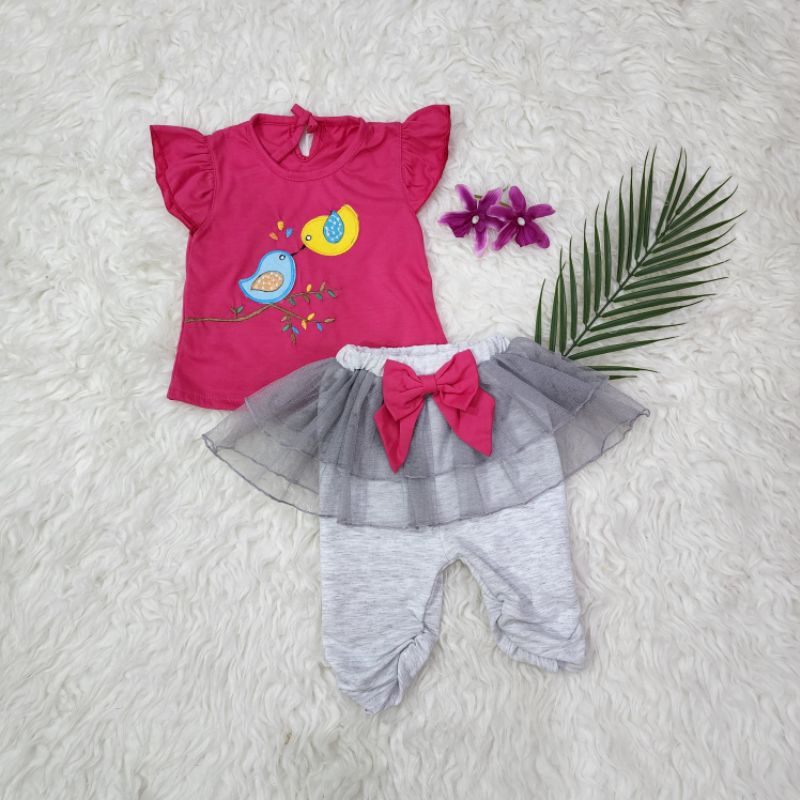 baju bayi perempuan stelan celana tutu baby girl