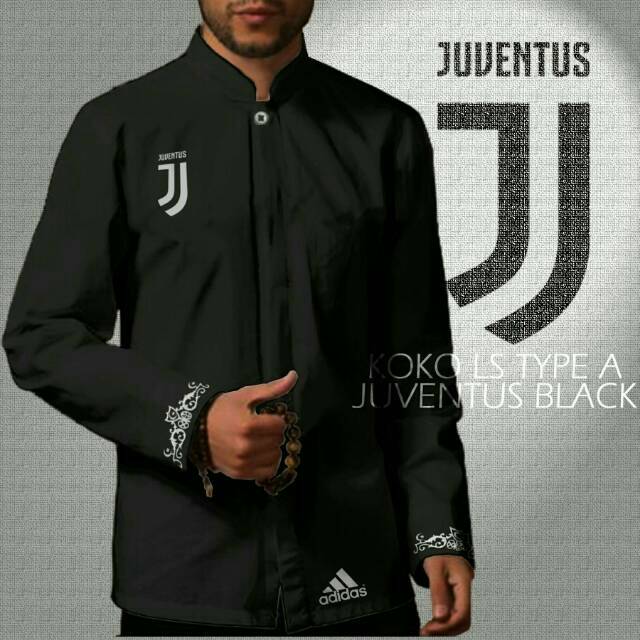 BAJU KOKO BOLA LENGAN PANJANG LS TYPE A JUVENTUS / BLACK / WHITE / B.W