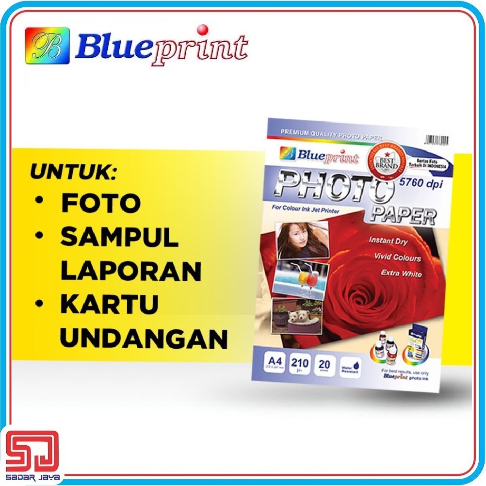 Blueprint Kertas Photo Glossy A4 190gsm Mawar Photo Paper Foto