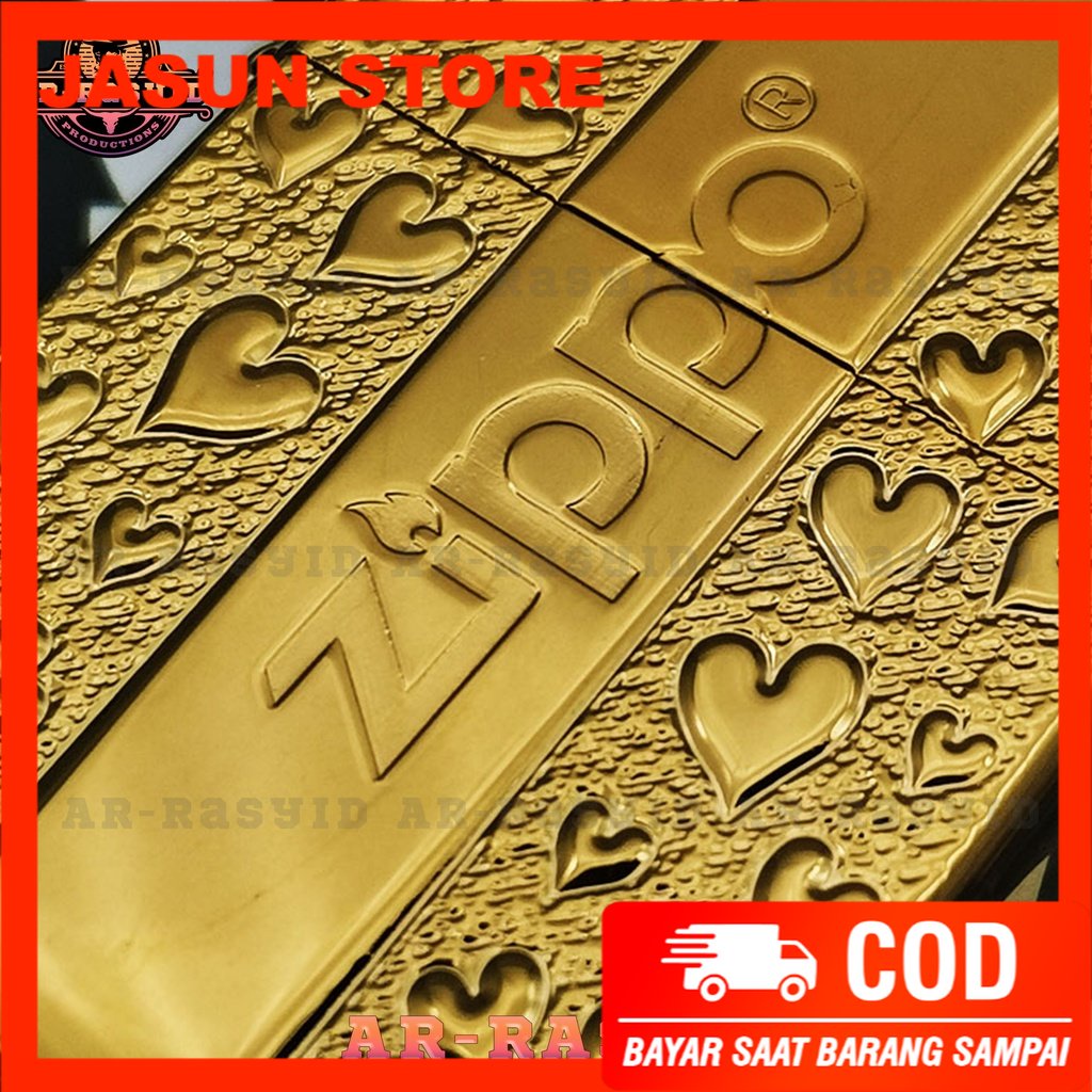 Korek Api Minyak Zippo Gold Ukir Motif Zippo Love 168 3962-3