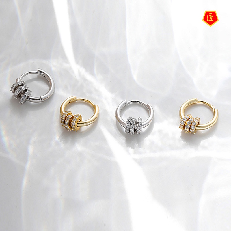 [Ready Stock]Diamond Small Circle Ear Clip Ear Studs 2021 New Fashion