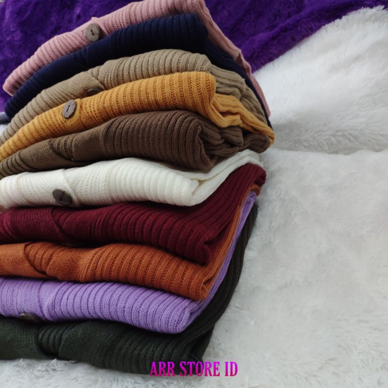 Outer Cardigan Cardy Kardigan Rajut Crop Korea Basic Miya Outerwear Kancing Batok Wanita Rajut Halus Kekinian Premium Allsize-1