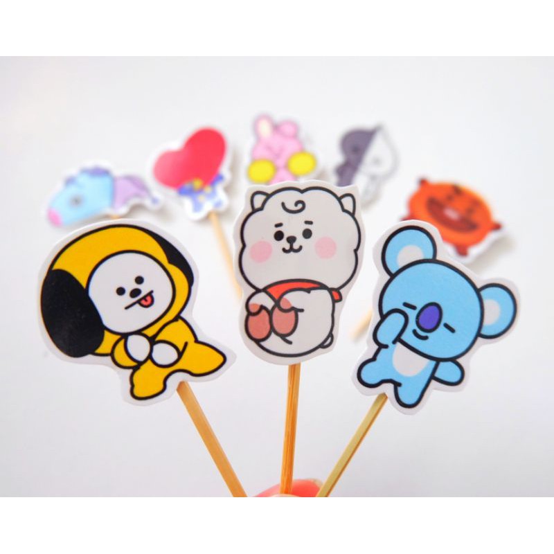 TOPPER CAKE BT 21 / CAKE TOPPER / TOPPER KUE BT 21 / TOPPER KUE MURAH BT 21 / TANCAPAN KUE BT21