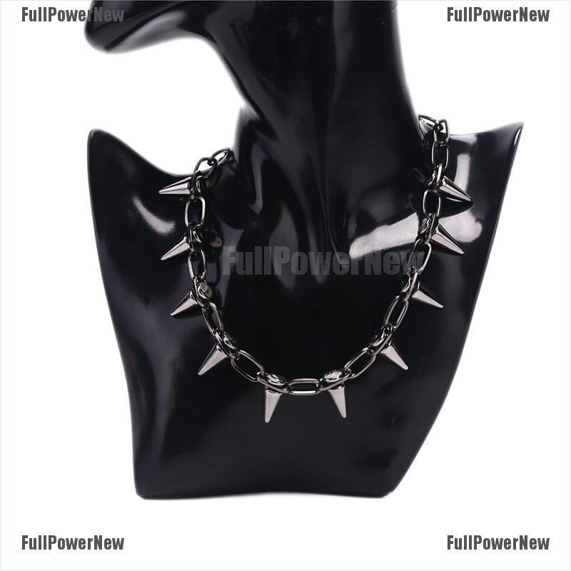 Kalung Choker Rantai Aksen Rivet Spike Gaya Punk Rock Untuk Perhiasan