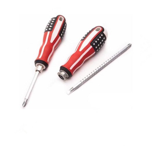 OBENG BOLAK BALIK AMERIKA 4 INCH SERBAGUNA / OBENG BOLAK BALIK GAGANG KARET 2 IN 1 / SCREWDRIVER PLUS MINUS 2 IN 1