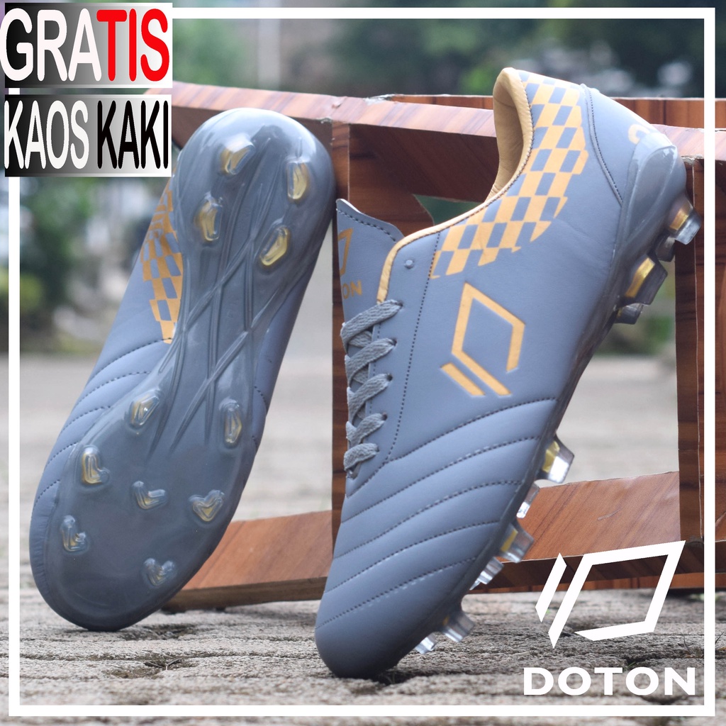 Sepatu Bola Specs Estadio Raider Made In Indo Grade Ori In Grey-White-GOKB Grey +Kaos Kaki