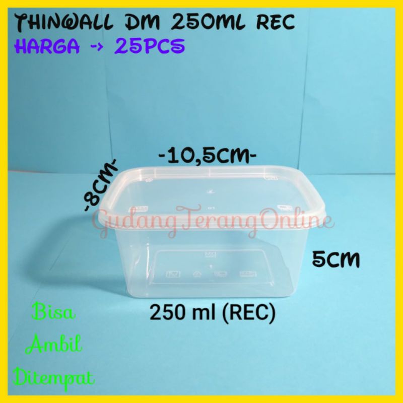 Thinwall food container 250ml kotak/Tempat penyimpanan makanan/Cup salad/Cup puding/tempat