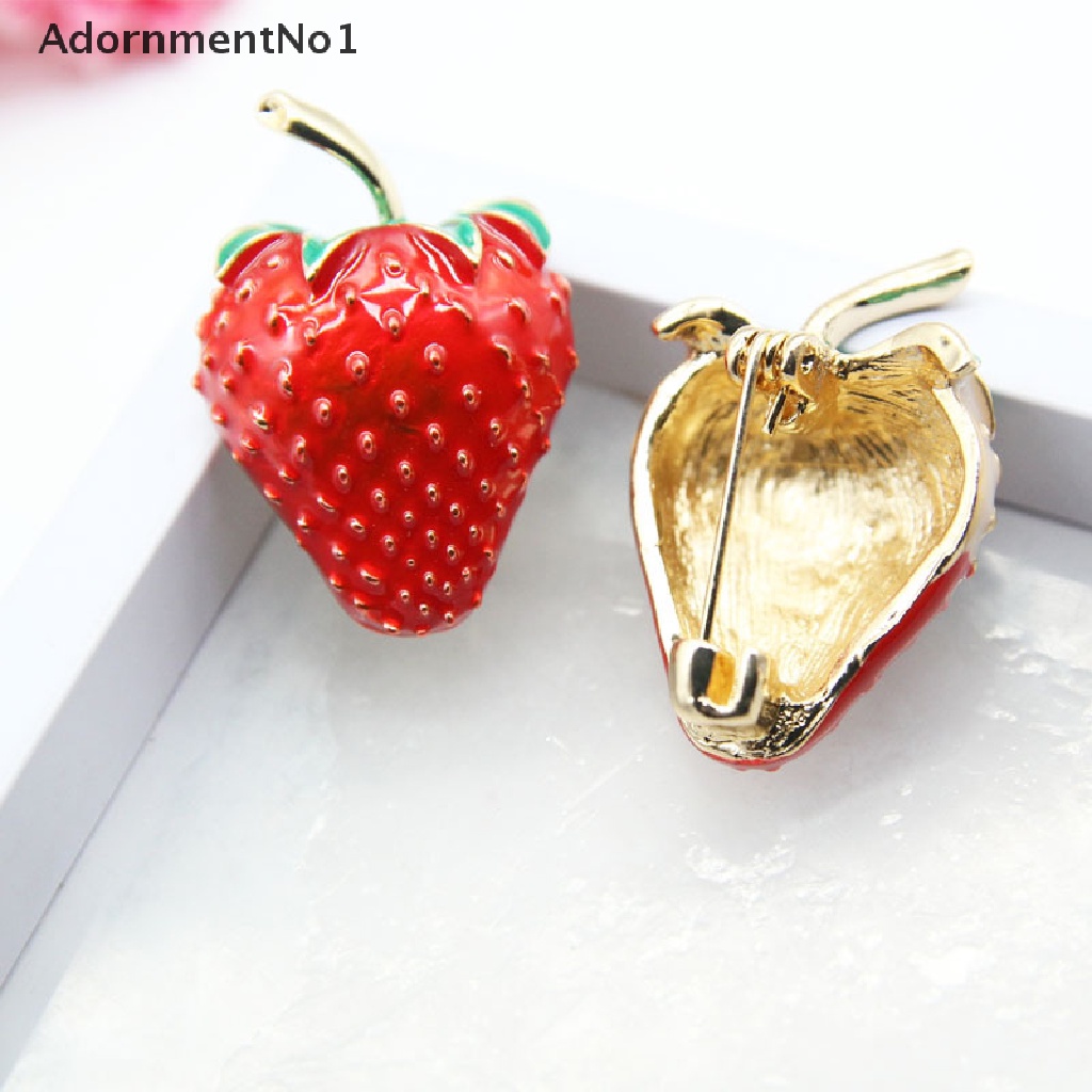 (AdornmentNo1) Bros Pin Enamel Bentuk Strawberry Merah Untuk Wanita