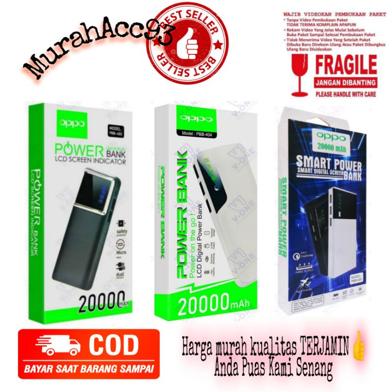 [MA] PB Powerbank Power Bank Oppo 20000mah PBB 403 PBB 404 PBB 405 Murah Kapasitas 20000 mAh PBB-403