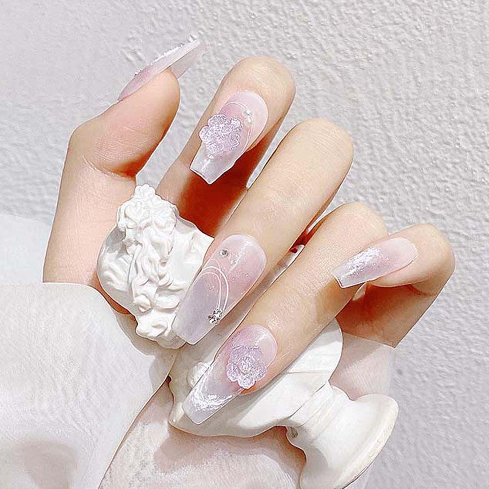 Mxbeauty Jantung Nail Art Berlian Imitasi Wanita Jepang Es Melalui Manikur Aksesoris Kuku Bor Bunga 3D Perhiasan Kuku