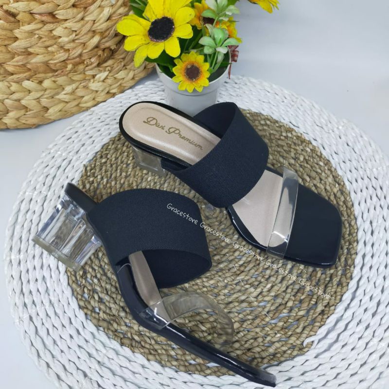 Sandal wanita pesta - High Heels andin Heels Hak Kaca HP01 sol karet anti slip Premium Quality