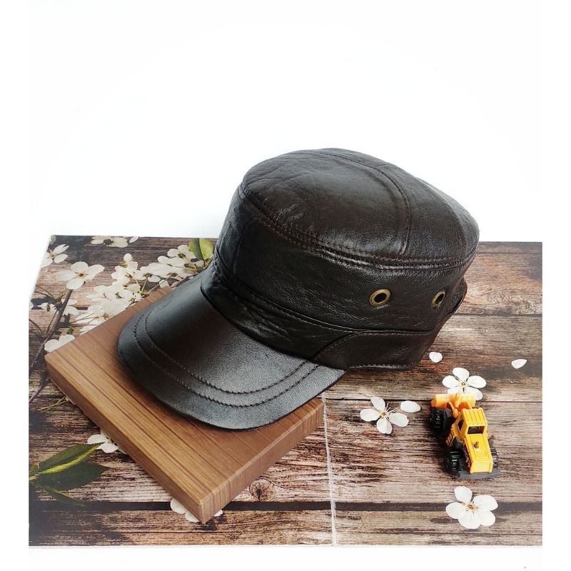 Topi Kulit Asli Pria Topi Komando Kulit Asli Original