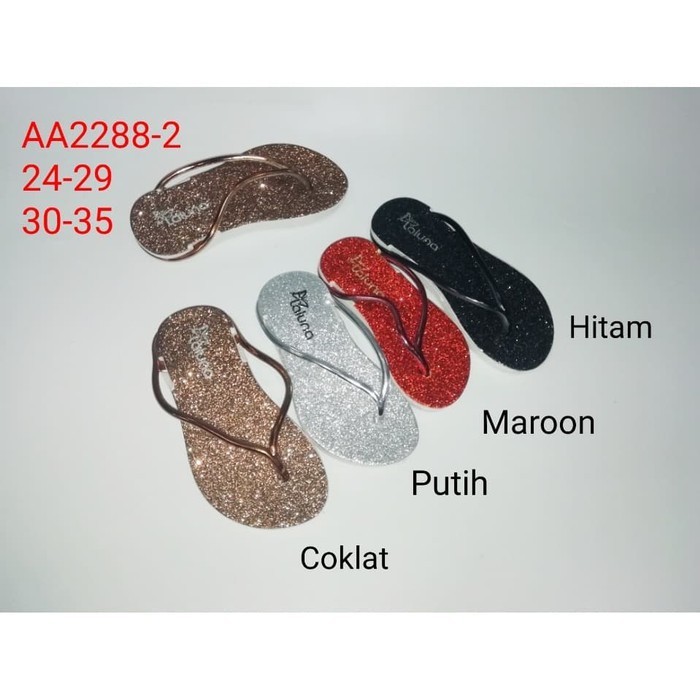 sandal jepit karet anak LALUNA motif gliter