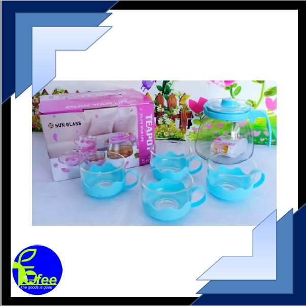 [IMPORT] - Set Teapot Cantik 5in1 Bahan Kaca