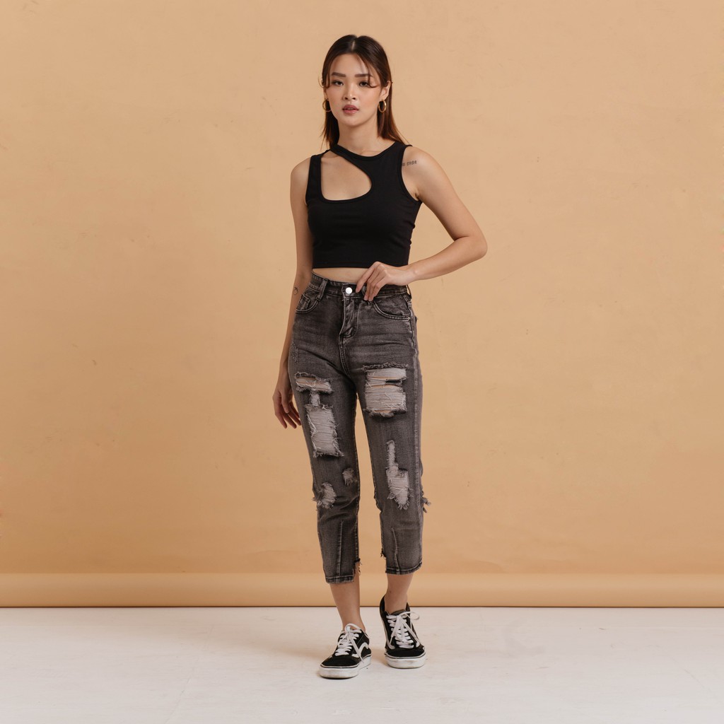 VIERLIN - Jeans 1008 - HIGH WAIST RIPPED JEANS WANITA