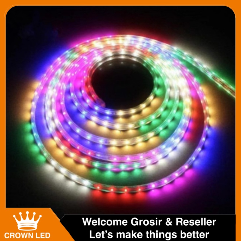 Lampu LED STRIP 3528 2835 220v 10METER 5050 OUTDOOR &amp; INDOOR STRIP SELANG RGB