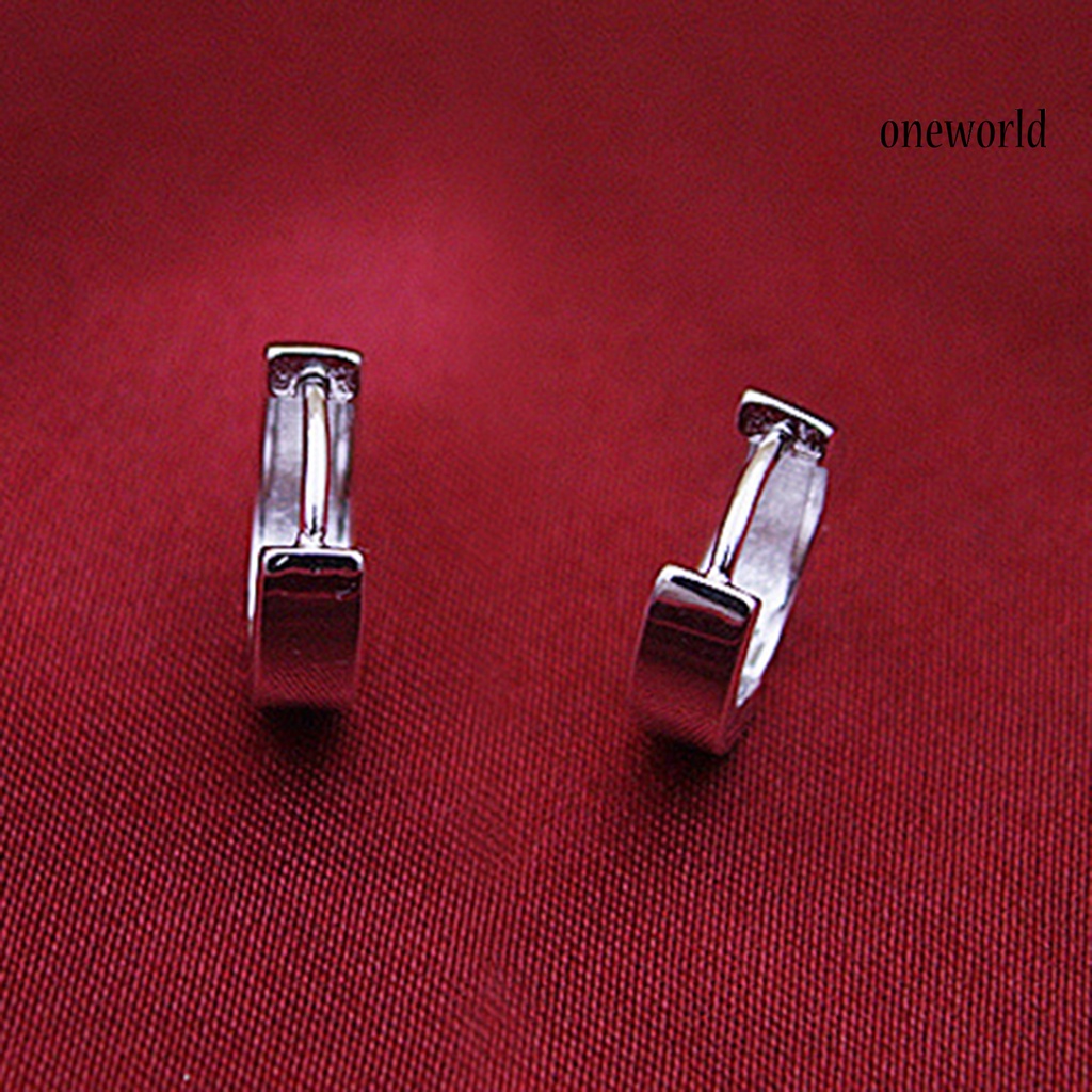 OW@ Earrings Round Hoop Design Simple Silver Plated Jewelry Gift Huggie Earrings for Daily Life