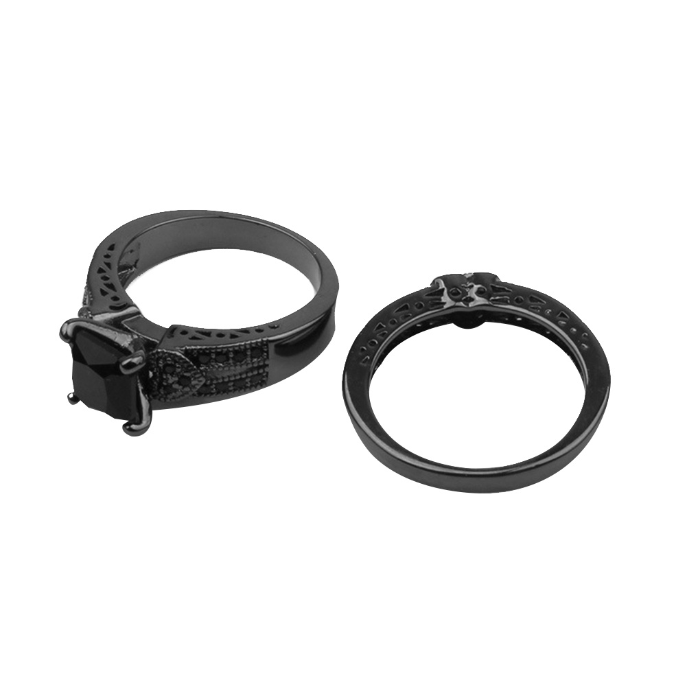 Hu Hu Hu Hu Hu Alat Bantu Pasang Kacamata♡ 2pcs / Set Cincin Wanita Bentuk Kotak Hias Cubic Zircon Untuk Pesta