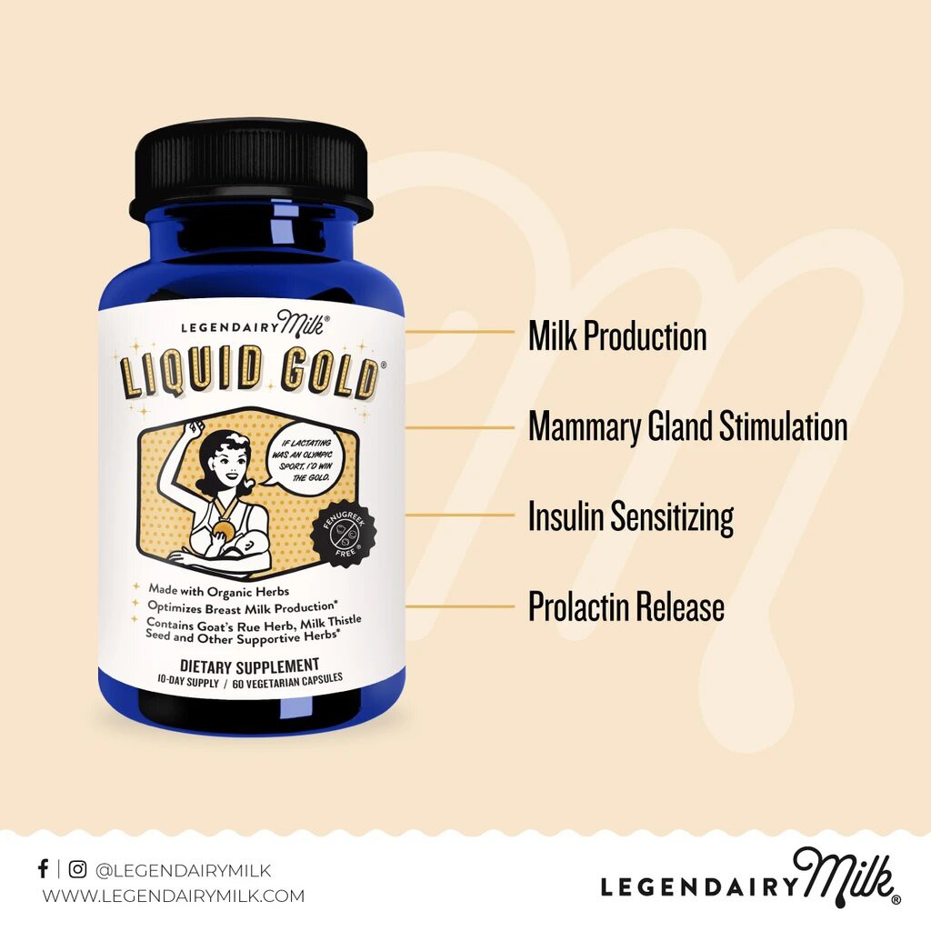 Liquid Gold Asi Booster / Penambah / Pengental / Pelancar ASI Herbal 60/180 Cap Legendairy Milk USA