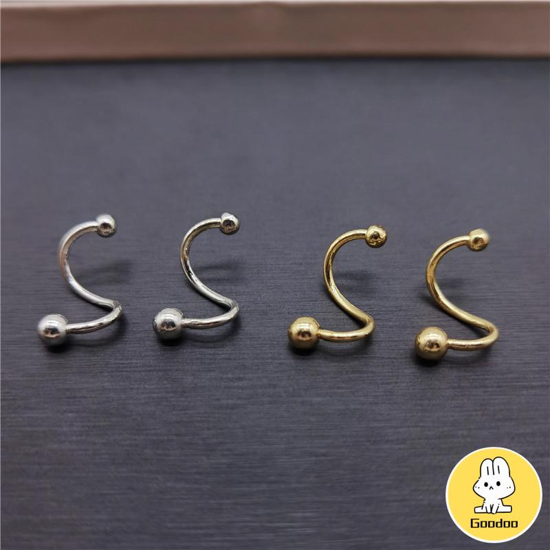 1 Pasang Anting-Anting Sederhana Baru Kepribadian Wanita Minoritas Double Spiral Ear Studs -Doo