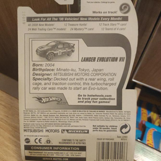 Yang Dicari] Hot Wheels Mitsubishi Lancer Evolution Vii Track Stars Akta Merah Red