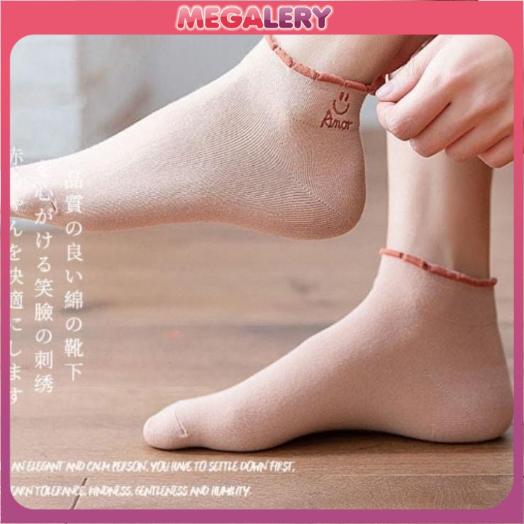 Kaos Kaki Pendek Motif Smile Semata Kaki Kaos kaki Unisex Pria Wanita Lucu Model Korea Import