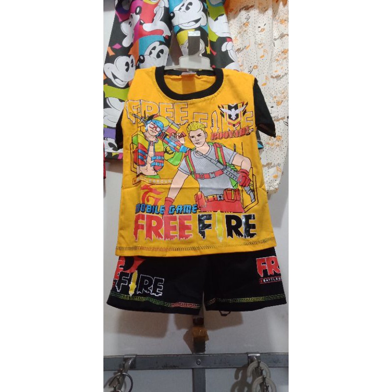 setelan kaos anak murah FREE FIRE