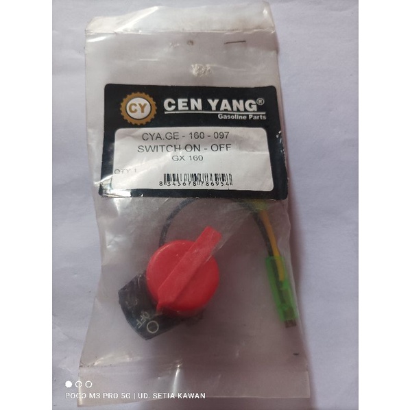 switch on/off mesin bensin GX160 merk Cen Yang