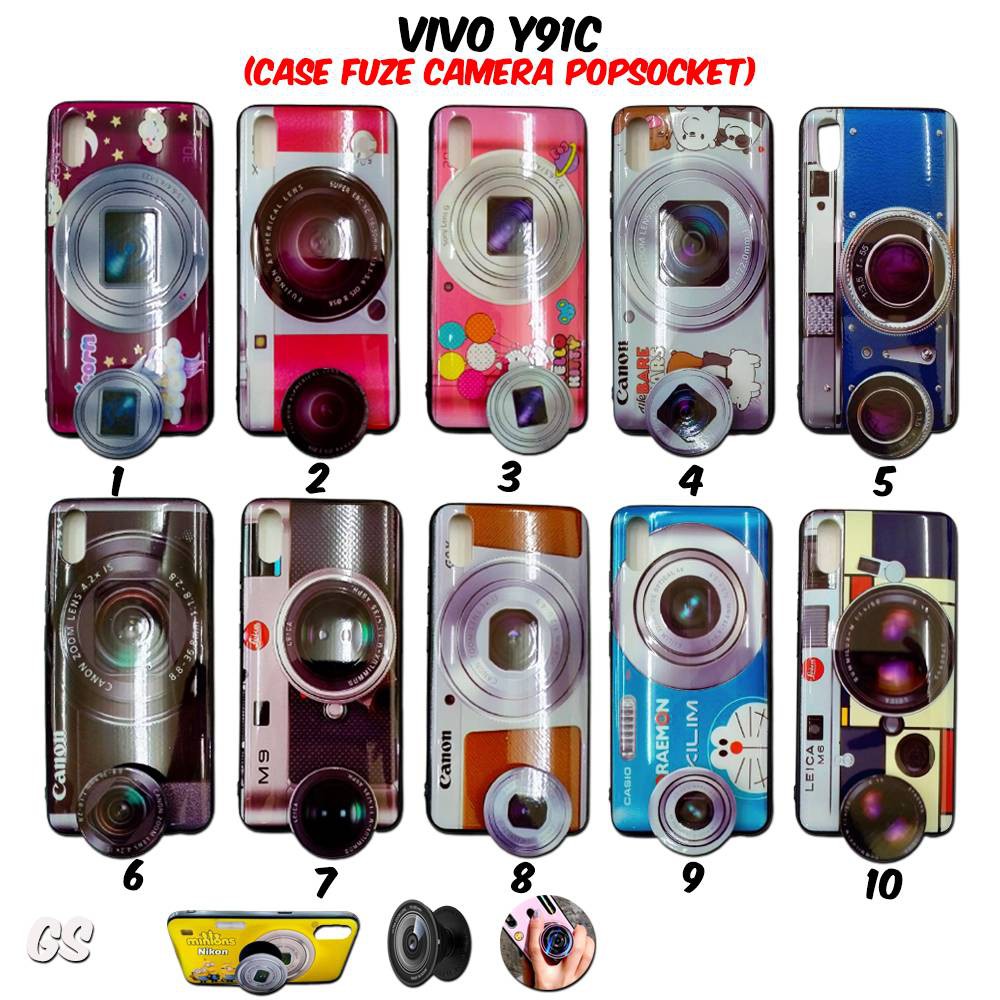 Casing VIVO Y91C Case Fuze Casing Camera GRATIS Popsocket Karakter Lucu