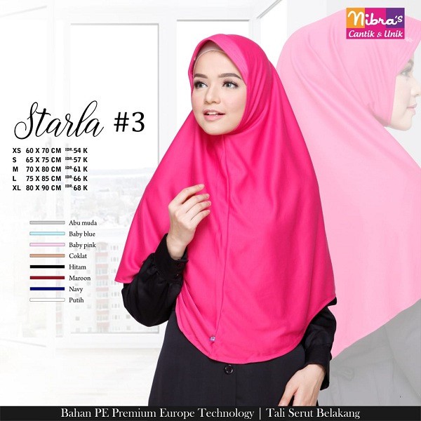 Nibras HIjab Starla 3 UKURAN L  cantik anggun murah jilbab sekolah jilbab anak bahan kaos